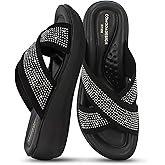 YOKI NOMI-05 Women’s Wedge Sandals with Rhinestone Straps – Bling Sandals, Sparkly Dressy Wedges, Fancy Platform Wedges