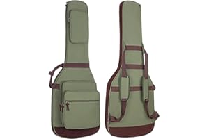 Muscab Electric Guitar Bag 0.56 Inch Padding Waterproof Electric Guitar Case, Electric Guitar Gig Bag Backpack with Neck Strap and 4 Pockets, Green