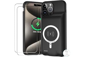 YINGYKJ Battery Case for iPhone 15 Pro Max, Upgraded 12000mAh Battery Pack Rechargeable Charger Case with Wireless Charging Compatible for iPhone 15 Pro Max (6.7 inch) External Battery Charging Cover (Black)