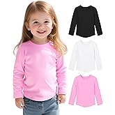 Witwot 3 Pack Toddler Girl Long Sleeve Shirts Soft Cotton Tees Baby Girls Crewneck Basic T-Shirts Tops for 18M-5T