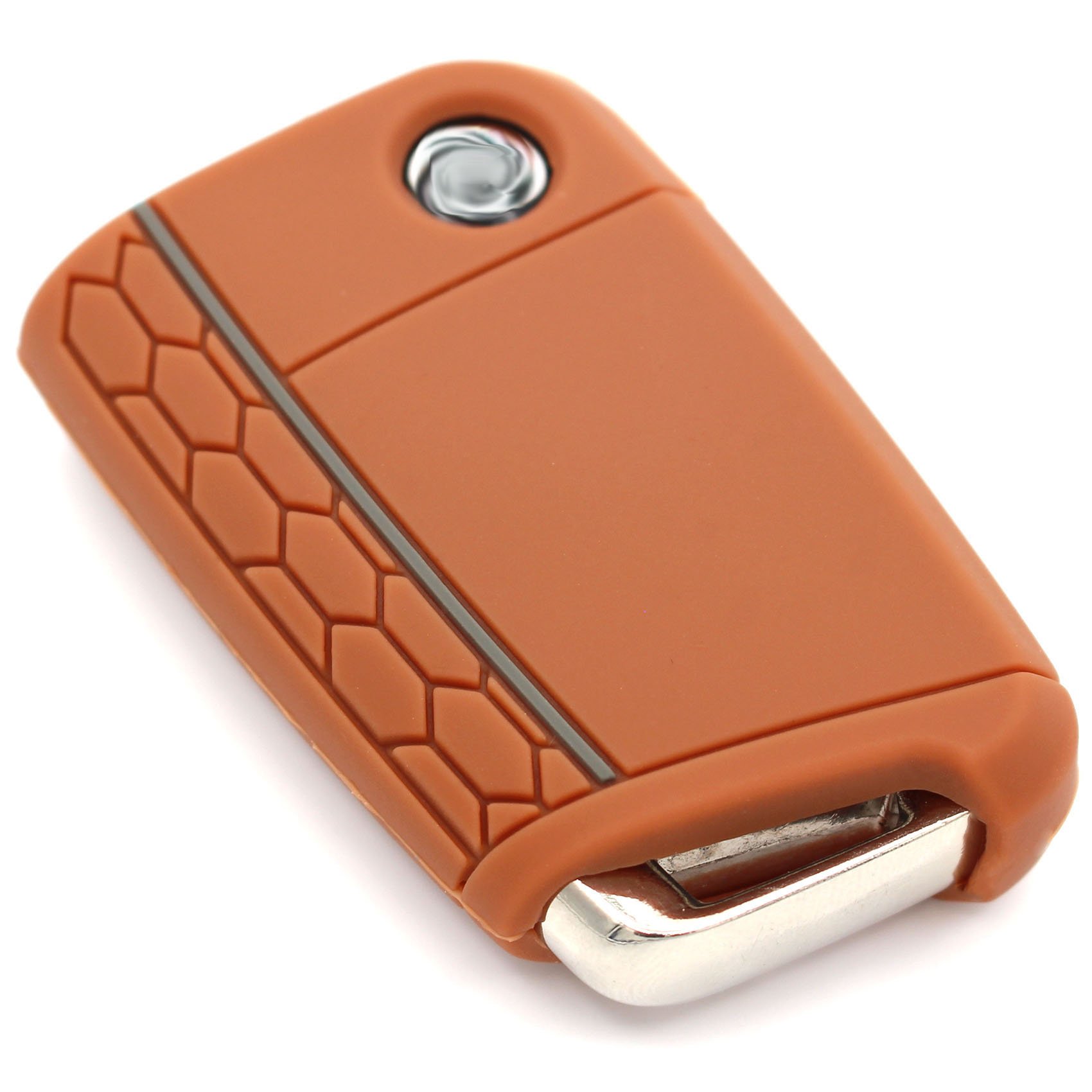 VB Key Case for 3 Buttons Car Key Silicone Cover Key Case Protective Cover (Brown)