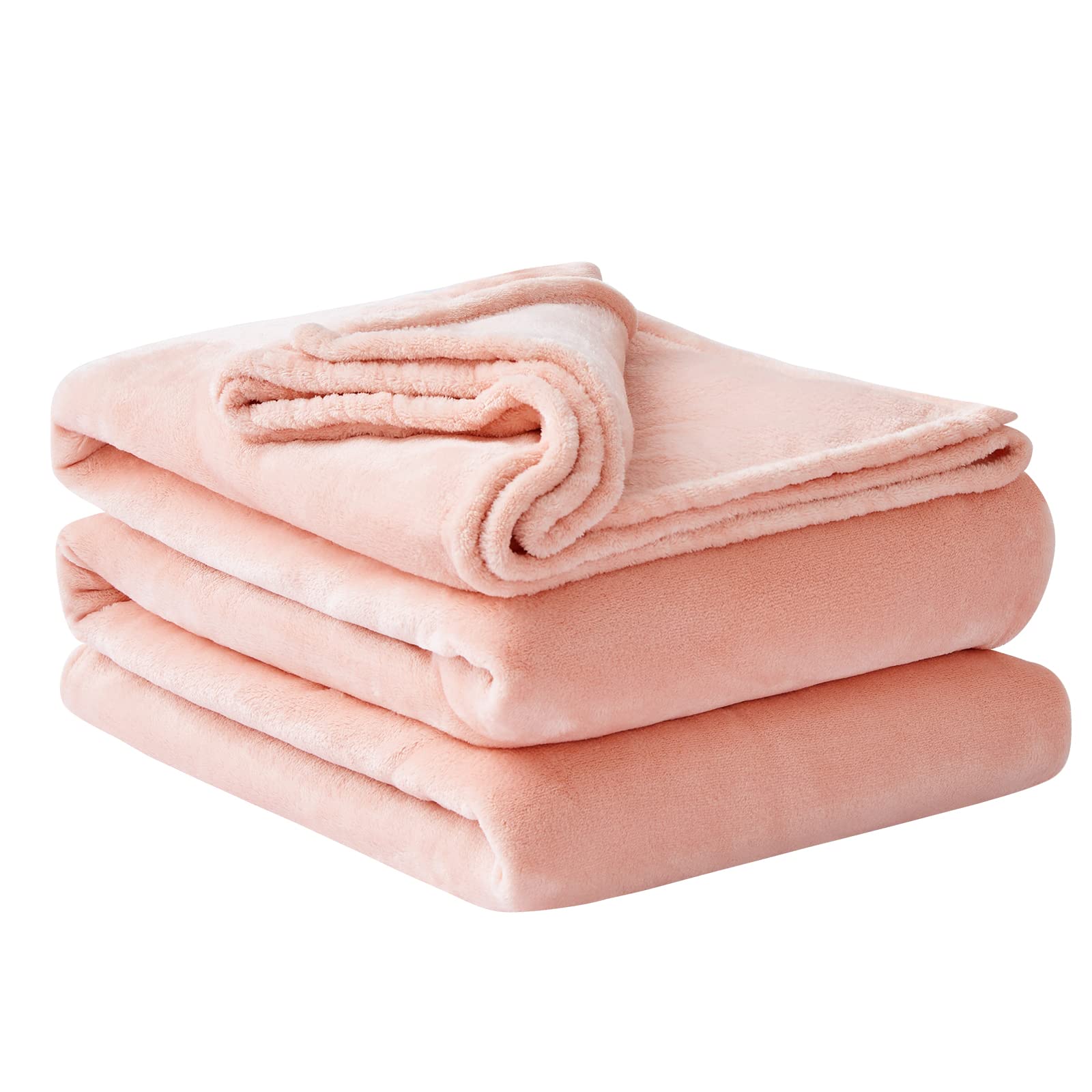 Aisbo Fleece Blanket Throw Pink - Versatile Soft Warm Blanket Fluffy Large Throws for Bed, Cozy Solid Flannel Queen Size Blanket for Sofa Couch, 220x240cm — image 1