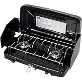 FineFlame Camping Stove, 2 Burners Propane Portable Camp Stove with Regulator, Push-Button Instant Ignition, Adjustable Burne