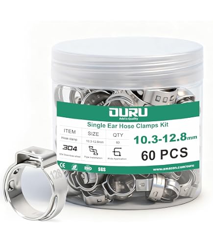 Produktbild von HELIFOUNER 40x Schlauchschellen 12,8–15,3 Mm – 304 Edelstahl Einohrklemmen Für Rohre & Schläuche
