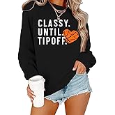 PICKID Basketball Game Day Sweatshirt for Women Game Day Chenille Patch Shirts Basketball Graphic Long Sleeve Tops