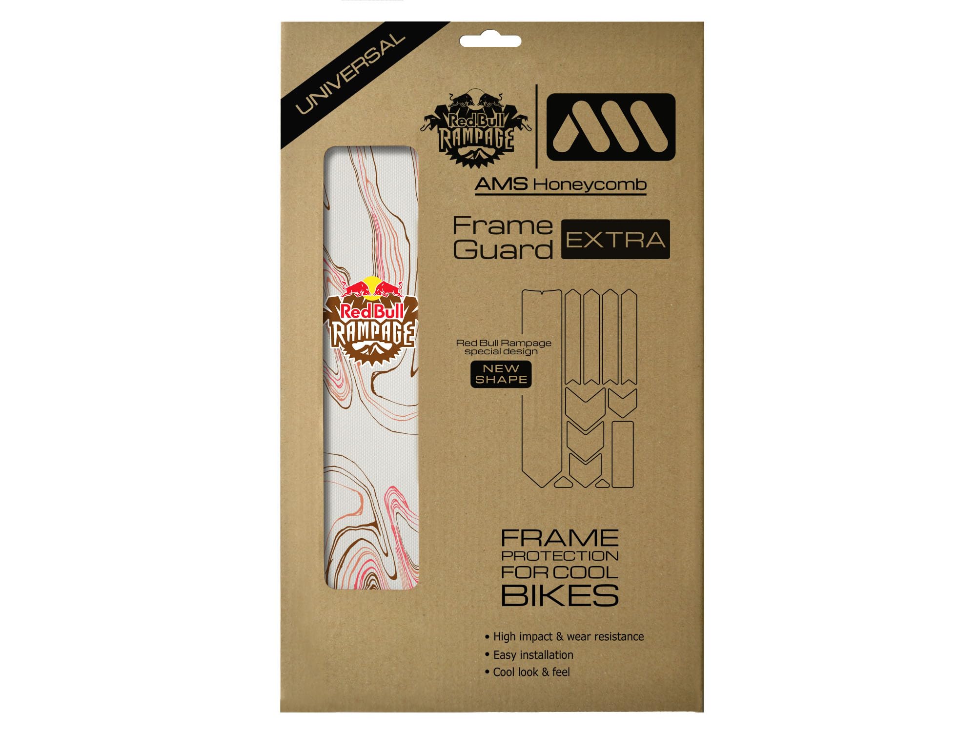 All Mountain Style AMS High Impact Frame Guard Extra – Protects Your Bike from Scratches and dings, Red Bull Ram Brown