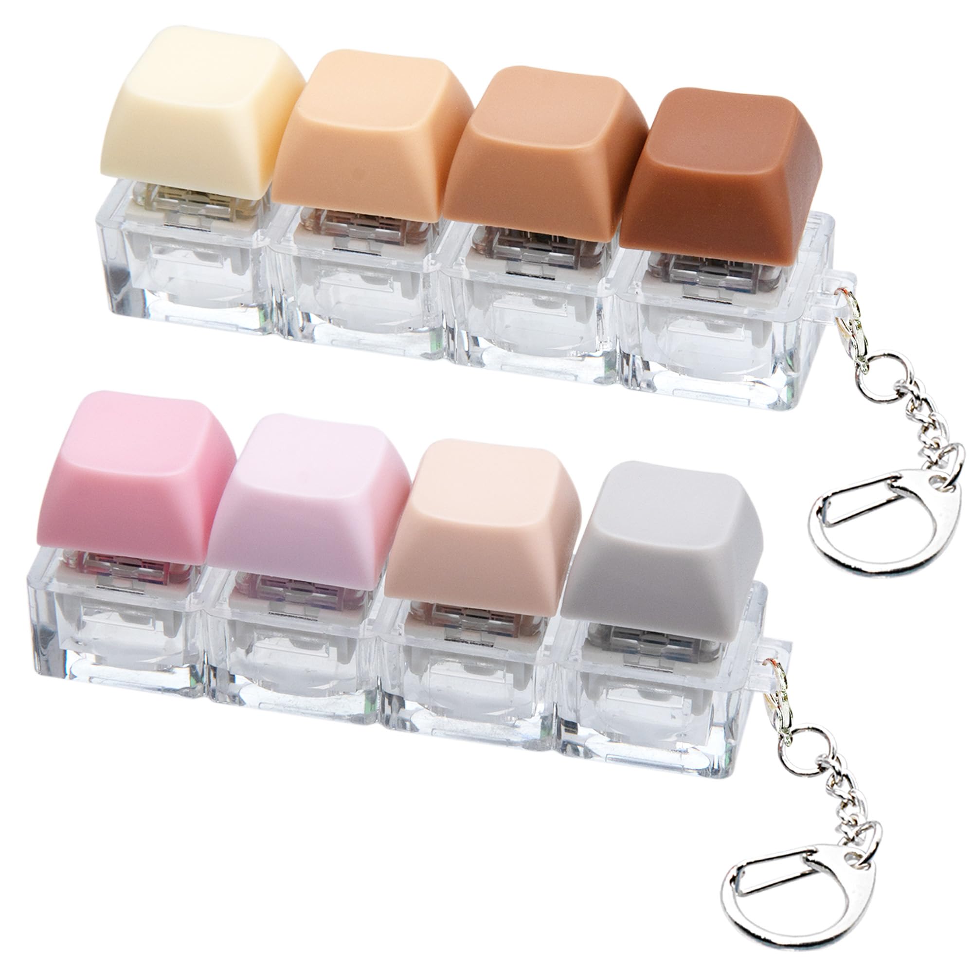 Photo 1 of 2 PCS Keyboard Fidget Toy, Keyboard Fidget Keychain 4-in-1 Keyboard Decompression Button Finger Clicker Toys, Button Stress Relief Fidget Gifts to Relief Stress (Morandi)
