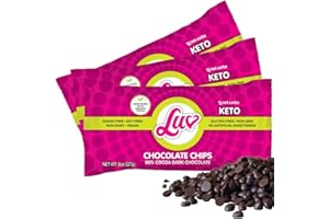 SWEET LUV Keto Sugar Free Chocolate Chips - Stevia Sweetened, 1g Net Carb, 80% Cocoa - Gluten & Dairy Free Vegan Non-GMO Low Carb Paleo Friendly Dark Mini Chocolate Chips for Baking 8 oz (3 Pack)