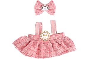 Clothes Set for 17cm/6.69in Doll, Includes Skirt & Bows Headdress Cute Plush Outfits Clothing for Display Play Doll Lovers an
