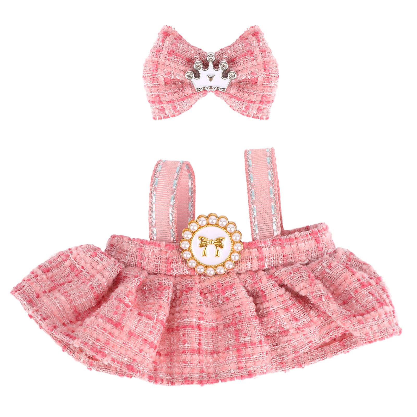 Penitue Clothes Set for 17cm/6.69in Doll, Includes Skirt & Bows Headdress Cute Plush Outfits Clothing for Display Play Doll Lovers and Collectors Gift & Costume Accessories