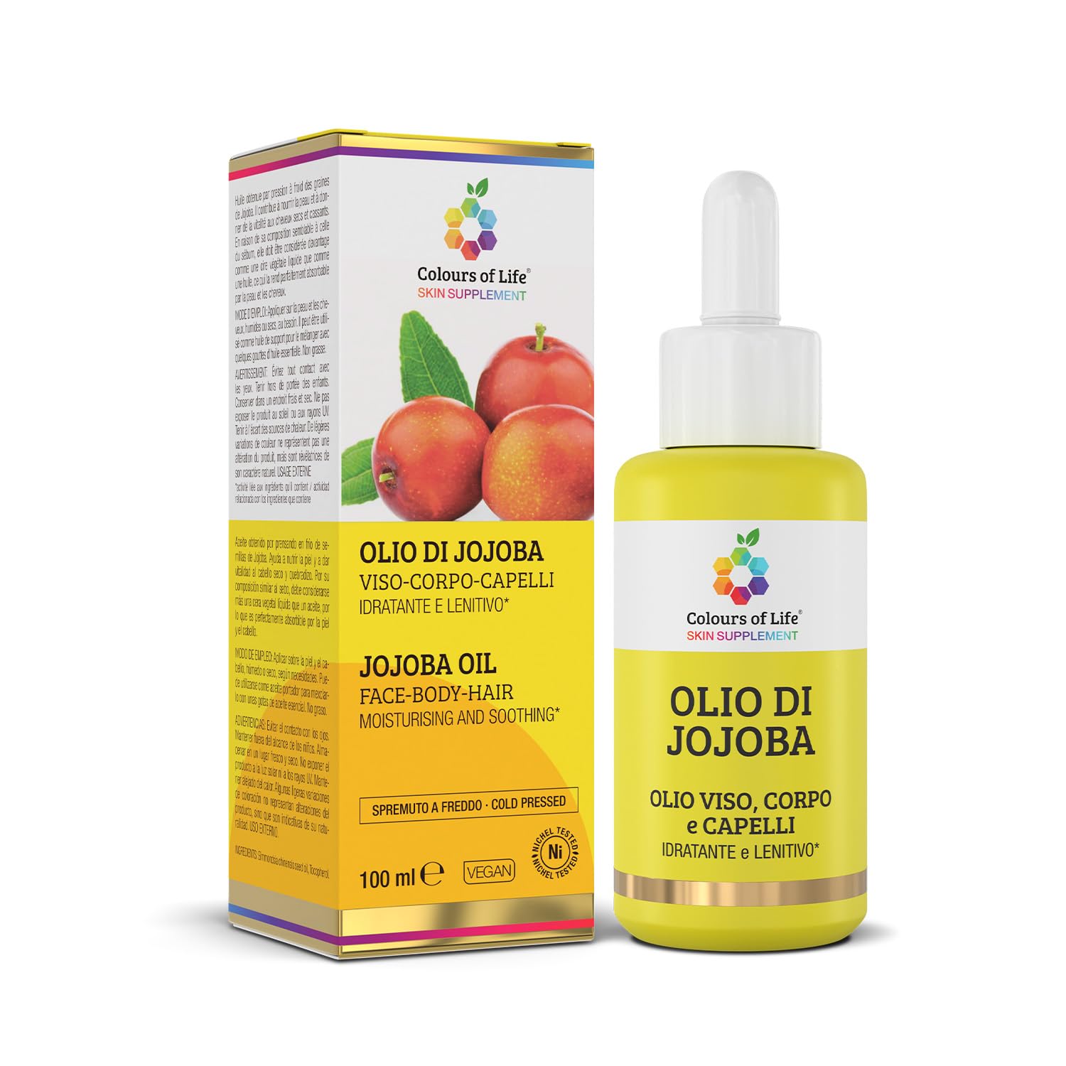 Jojoba Oil, for face, body and hair, moisturising, 100 Ml Colours Of Life