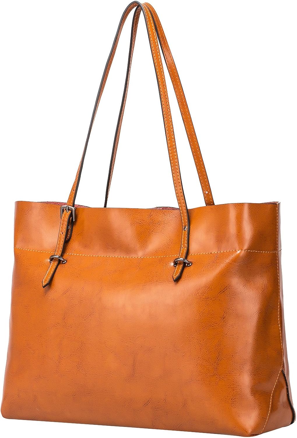 S-ZONE Women's Vintage Genuine Leather Tote Shoulder Bag Handbag, Brown - Image 4