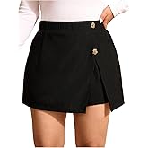 Verdusa Women's Plus Size Metal Floral Mini Shorts Elegant Skort Slit High Waisted Skirts