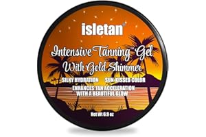 isletan Gold Shimmer Intensive Tanning Tanning Gel Pineapple, Extreme Dark Tanning Gel For Outdoor Sun, Ultra Dark Tanning Butter, Tanning Balm For Beach, Solid Carrot Tanning Oil, SPF0, 200g, Bronze