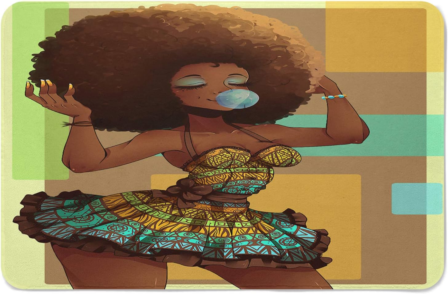 ECONIE Afro Sexy Lady Bath Mat Rug African American Black Women Girl Doormat Bathroom Mats Shower Rugs for Living Room Floor Mats 15.7X23.6 inches(07)