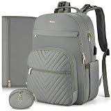 MOMUVO Diaper Bag Backpack, Quilted Baby Bag with Changing Pad & Stroller Straps & Pacifier Case, Multifunction Waterproof Travel Diaper Bags, Unisex, Olive Green