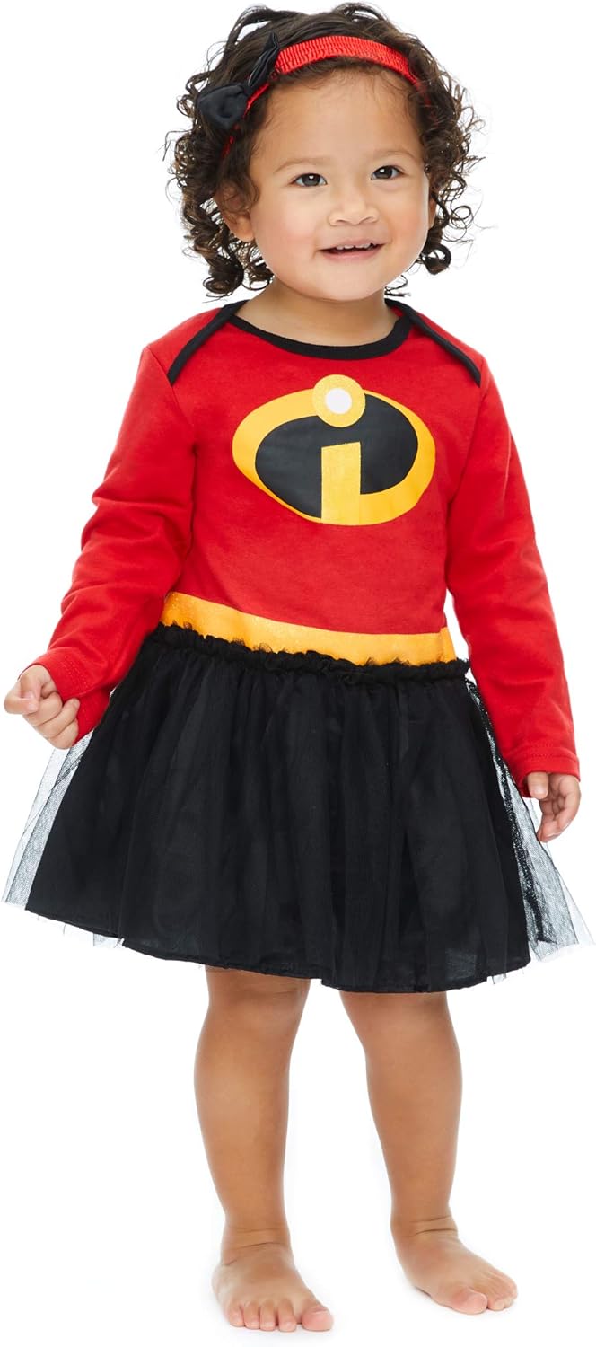 Disney Pixar The Incredibles Baby Girls' Costume Bodysuit Dress with Headband