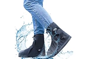 YUEYA Waterproof Shoe Covers for Rain, Non-Slip Silicone Overshoes with Zipper, Reusable Shoe Protectors for Bicycling and Outdoor Activities, Washable Rain Boots for Men, Women and Kids
