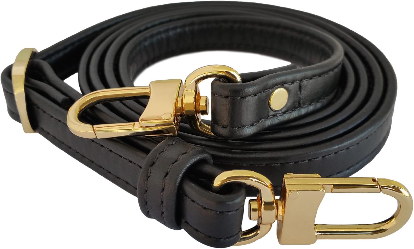 Mautto Black Genuine Leather Handbag/Purse Adjustable Strap for Petite Bags