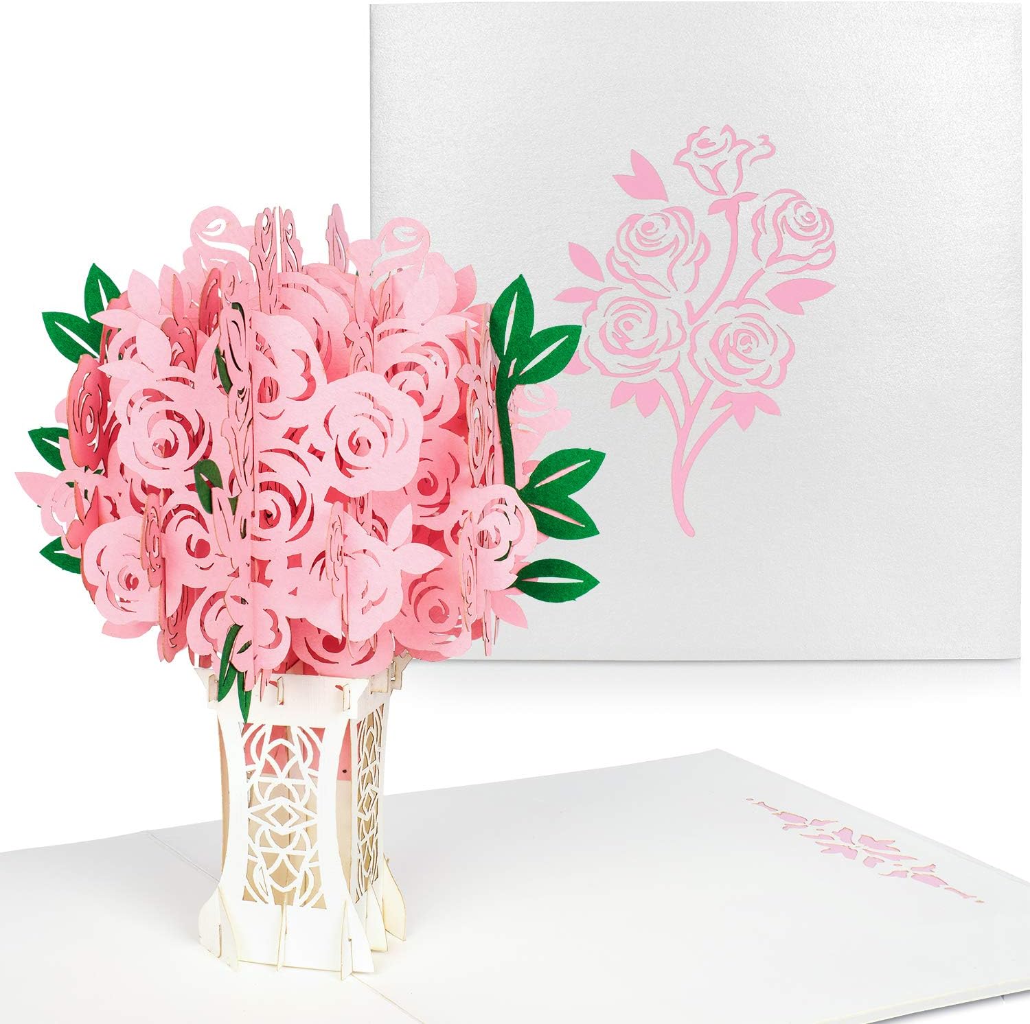 PaperCrush® Pop-Up Karte Rosa Rosen – 3D Geschenkkarte