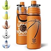Magcheer Basketball Water Bottle - 20oz Insulated Misting Water Bottles Stainless Steel 3D Textured - Basketball Accessories Gift for Kids