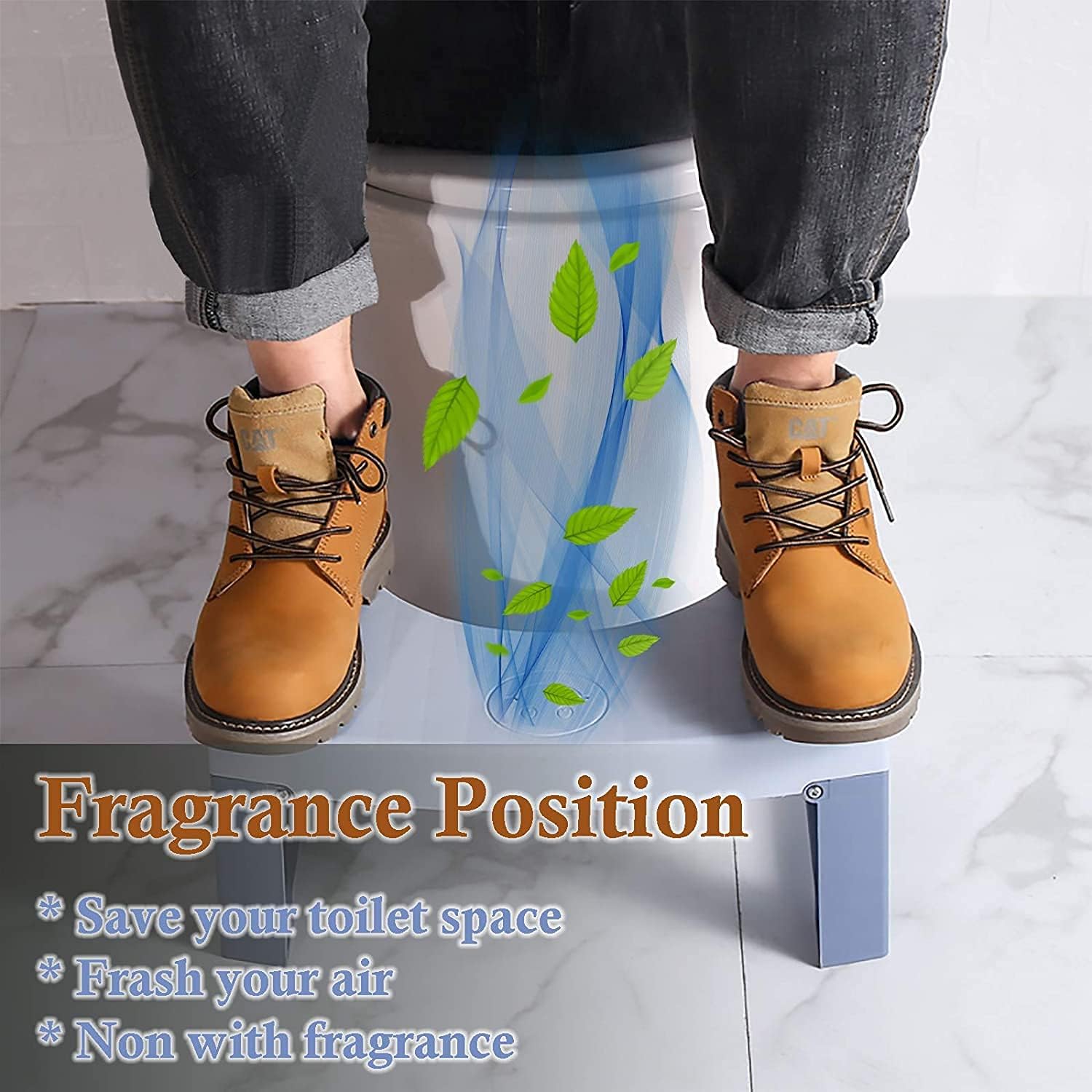Toilet Stool, Poop Stool Adult,Creative Toilet seat Footstool, Squatting Stool, Foldable Design for Poop Stool, Washable, Replaceable Spice Box Fit for All Toilets, 7inch,(Blue): Home & Kitchen