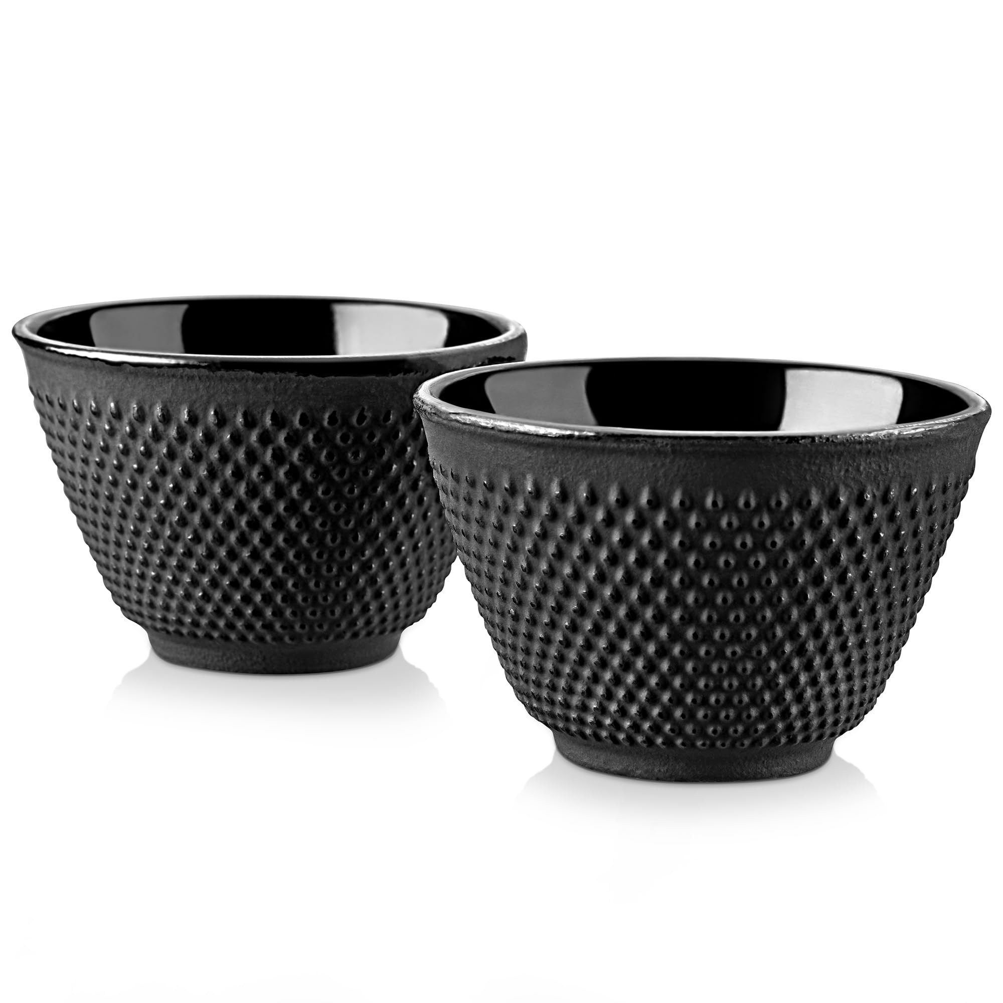 Velaze Iron Tea Cups, Japanese Style Enameled Cast Iron Teacup Set of 2, Polka Dot Iron Retro Cup (120ML)