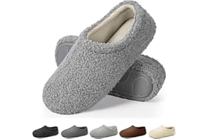 HOMITEM Slippers for Women Indoor Fuzzy Womens Mens Slippers Bedroom House Shoes with Memory Foam Curly Fleece for Indoor Outdoor