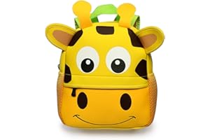 Hipiwe Little Kid Toddler Backpack Baby Boys Girls Kindergarten Pre School Bags Cute Neoprene Cartoon Backpacks for Little Kids,Size 9.45"x3.54"x9.84"(Giraffe)