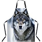 Xuwenz Wolf Apron for Women Men, Adjustable Apron Cooking Kitchen Chef Apron for Home Kitchen, Baking Gardening BBQ, Coffee House, Restaurant