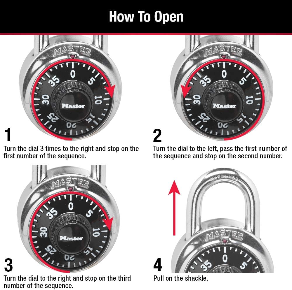 Master Lock 1500T Locker Lock Combination Padlock, 2 Pack, Black - Combination Padlocks - 
