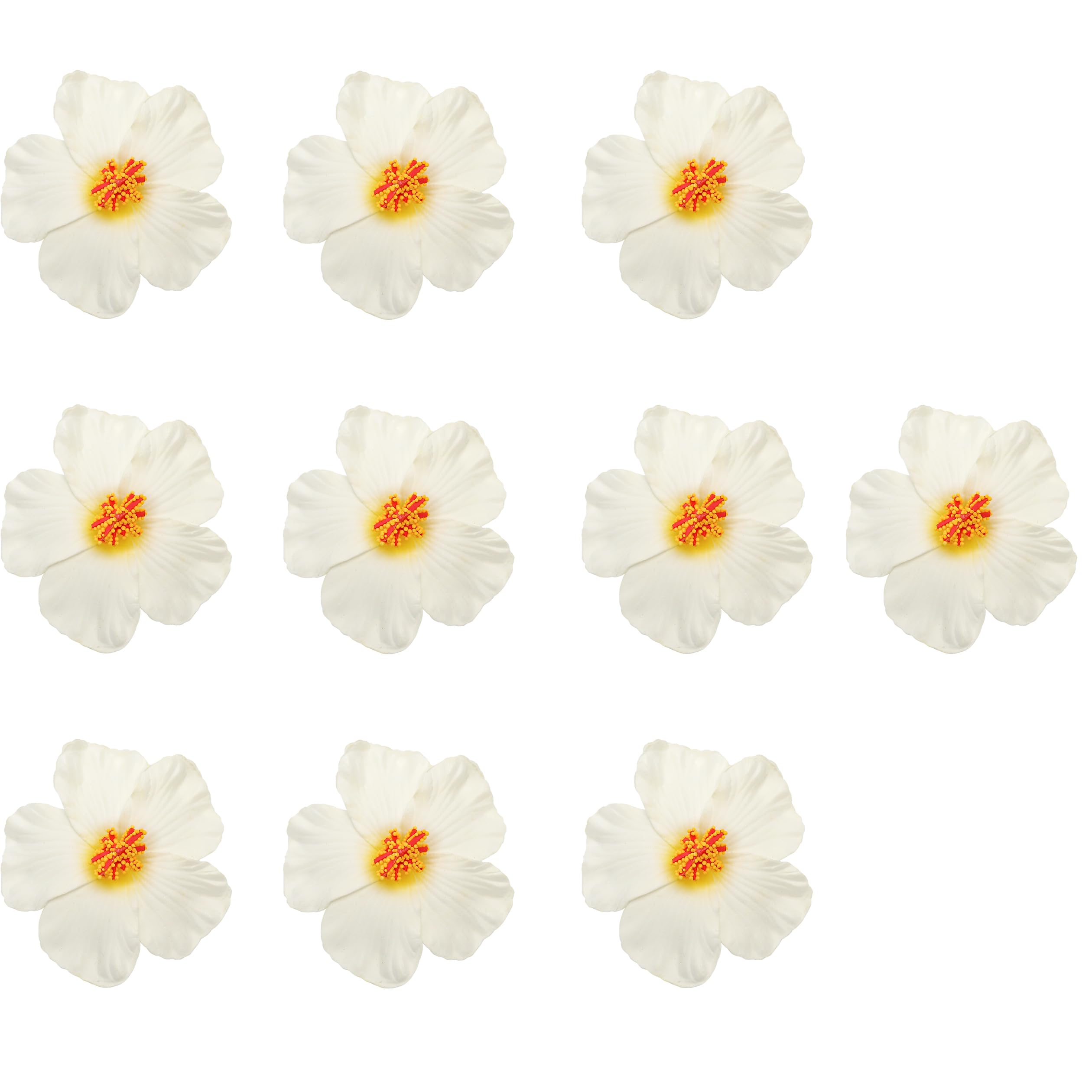 Photo 1 of Marsrut 10PCS Hibiscus Flowers Hawaii Party Summer Party DIY Decorations Artificial Flowers Hula Girls Favor Hair Decoration Flower (White)