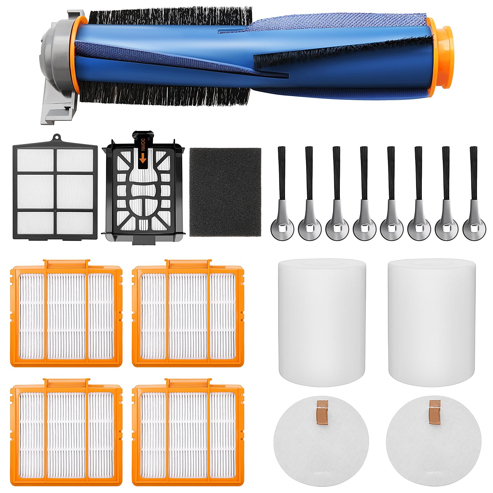 Replacement Parts for Shark AI AV2511AE AV2501S AV2610WA AV2501AE RV2502AE RV2610WA RV2520 AV2510 2-In-1 AI Ultra Robot Vacuum Cleaner Accessories Kits. Main Brush, HEPA Filter, Foam Filter,Side Brush