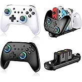 Switch Controllers 2 Pack with Charging Dock, Switch 2 Controller for Nintendo Switch/Switch 2/OLED/Lite, RGB Wireless Switch 2 Pro Controller with Wake up/6-Axis Gyro/Dual Vibration/Turbo/Screenshot