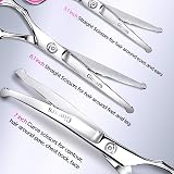 Gimars 4CR Stainless Steel 6 in 1 Dog Grooming Scissors Kit Pink view 3