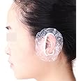 100 Pieces Transparent Disposable Ear Protector Covers Shower Caps