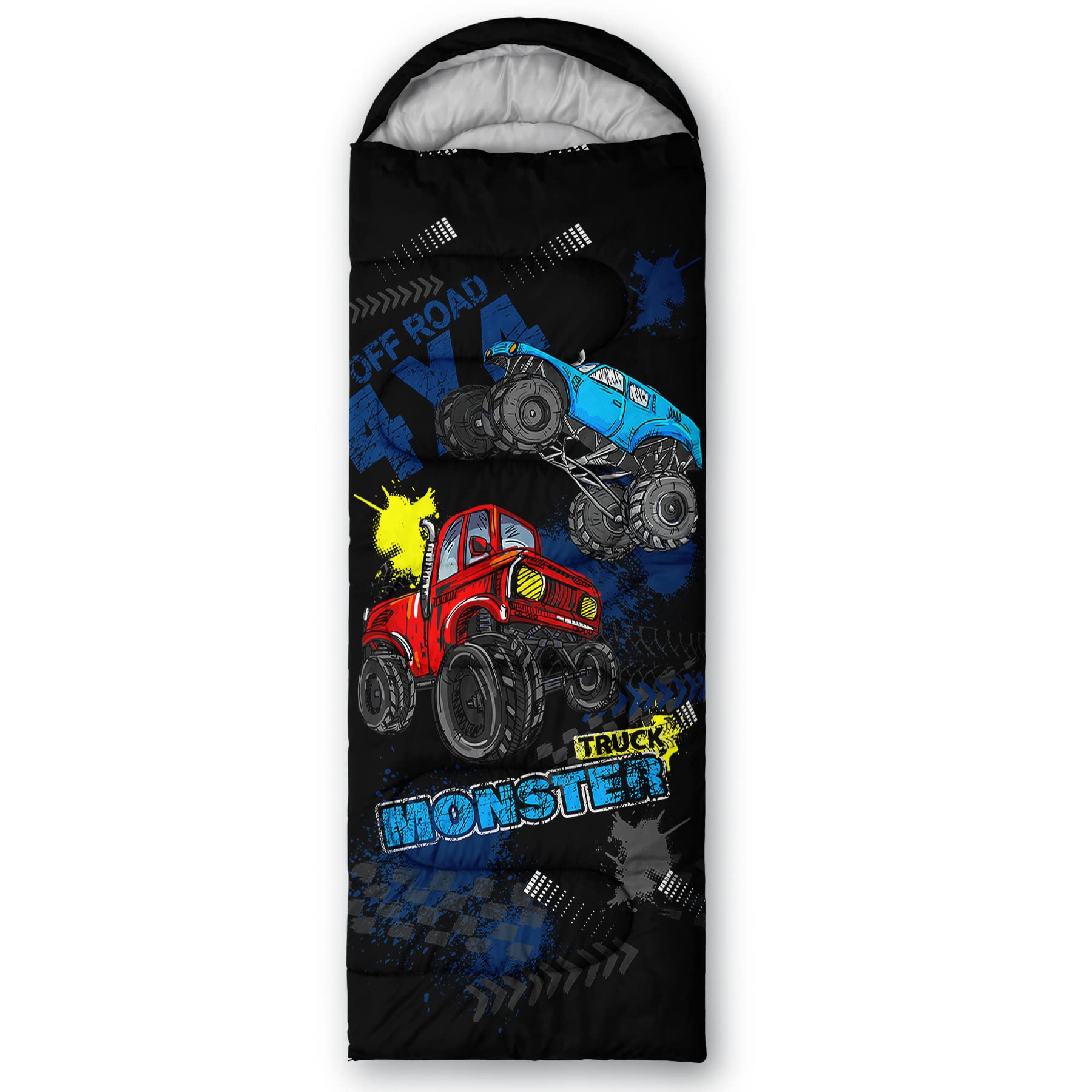 Photo 1 of QOOMO Truck Printed Camping Sleeping Bags,3 Season Warm & Cool Weather,Lightweight,Waterproof Sleeping Bags for Adults & Kids,Traveling,and Outdoors,Camping Gear Equipment,31x90inch