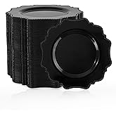 COLOSUS 60pcs Black Plastic Dessert Plates - 7.5 Inch- Heavy Duty Disposable Plastic Appetizer/Salad/Cake Plates for Party Wedding Birthday and Everyday Use