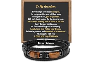 JOYCUFF 𝐔𝐧𝐢𝐪𝐮𝐞 𝐆𝐢𝐟𝐭𝐬 for Men 𝐋𝐞𝐚𝐭𝐡𝐞𝐫 𝐁𝐫𝐚𝐜𝐞𝐥𝐞𝐭 𝐟𝐨𝐫 𝐌𝐞𝐧 Dad Boyfriend Son Grandson Brother Love You Forever Tiger Eye Stone Father's Day Birthday Anniversary Christmas Black Jewelry 7.5/8.5/9 Inches