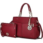MKF Collection 2Pcs Satchel Bag for Women, Vegan Leather Crossbody Bag, Wristlet Bag Handbag Purse Tote Bag Set By Mia K