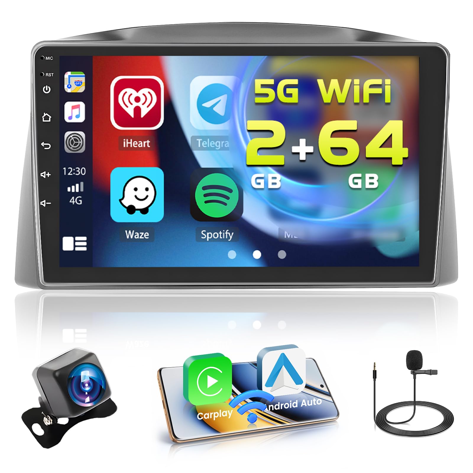 Photo 1 of 2+64GB for Jeep Grand Cherokee 2005-2007 Android 15 Car Stereo Wireless Carplay Android Auto, 10.1'' Touch Screen Car Radio GPS Navigation WiFi Bluetooth EQ FM/RDS Radio SWC Backup Camera