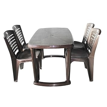 Cello Fevina Senator CLO_TAB and CH_SEN FEV MAT_I.Brown Four Seater Dining Table Set (Brown)