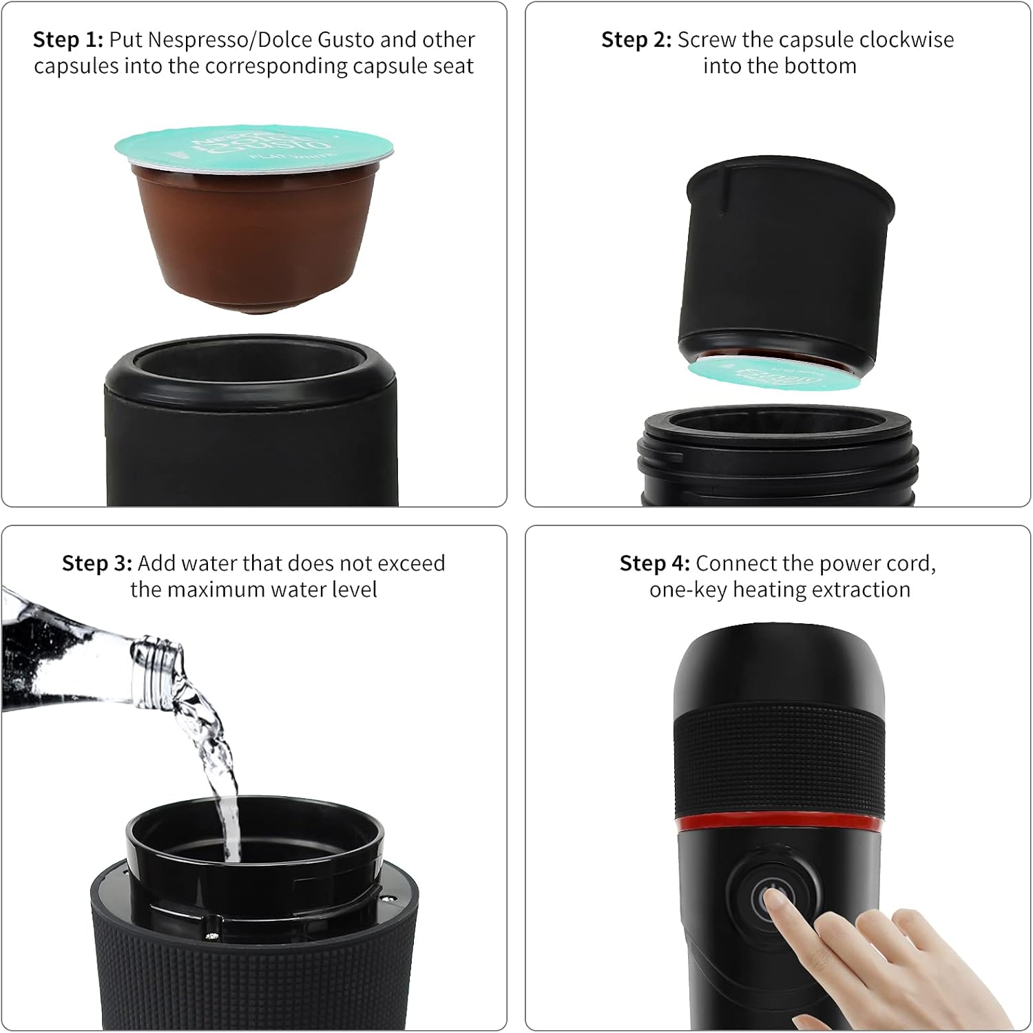 TTDC Espresso Coffee Maker Portable Travel Electric Espresso Machine Hand Coffee Maker USB Powered for Camping, Travel, Home, Office, Car, Outdoor: Kitchen & Dining