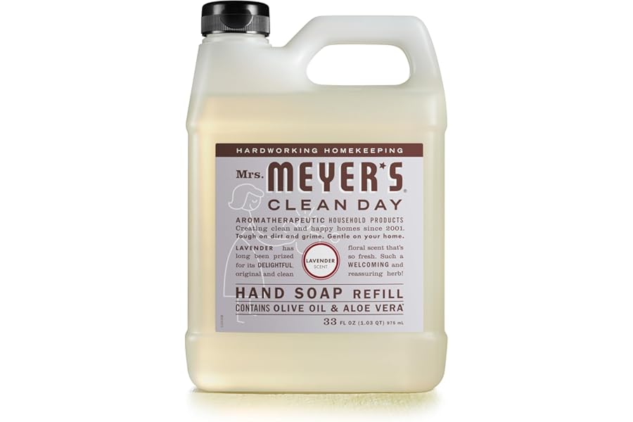 MRS. MEYER'S CLEAN DAY Liquid Hand Soap Refill, Cruelty Free and Biodegradable Formula, Lavender Scent, 33 Fl Oz (Pack of 1)