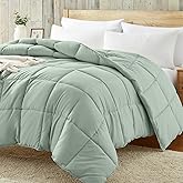 Homelike Moment Twin Comforter Duvet Insert - Green Down Alternative Bed Comforter Twin Size, Lightweight Bedding Comforters Quilted Soft All Season Solid Green