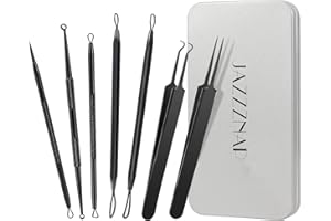 Blackhead Remover Tools, 7Pcs Pimple Acne Blemish Removal Tools Set Zit Extractor with Tin Case by JAZZZNAP, Black