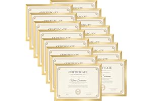 Wtrgas 8.5x11 Gold Picture Frames Set of 16, 8.5 by 11 Picture Frame for Award Certificate and Diploma Display on Wall or Tab