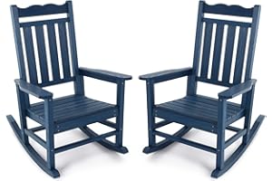 Stoog All-Weather Patio Rocking Chairs Set of 2, Outdoor Rocking Chair with 400 lbs Support, Porch Rocker, Rocking Chairs for Porch, Backyard, Garden and Deck, Blue