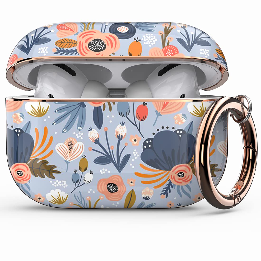 wenew Protective Airpods Case Cover for Apple Airpods Pro 2019, Cute Fadeless Patterns Shockproof Hard Case Cover with Portable Keychain for Girls Women Men