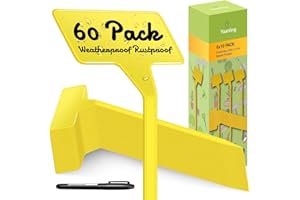 Plant Labels 60 Pcs Yuanling Large 11.8 Inch Plant Markers Signs Plastic Waterproof Garden Label Stakes T-Type Plant Garden Tags with Marker Pen for Flower Herb Pot Plant (Yellow)